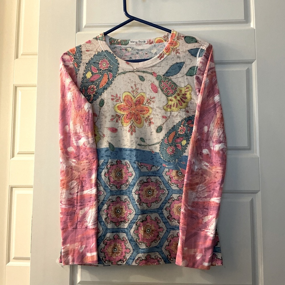 Whimsy Rose print women’s  long sleeve tee
